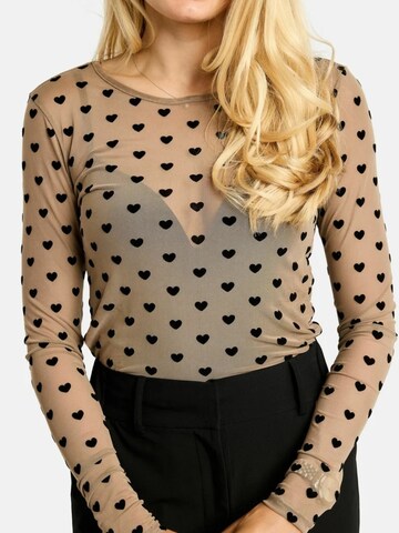 Liberte Essentiel T-shirt ' MESH ' in Beige