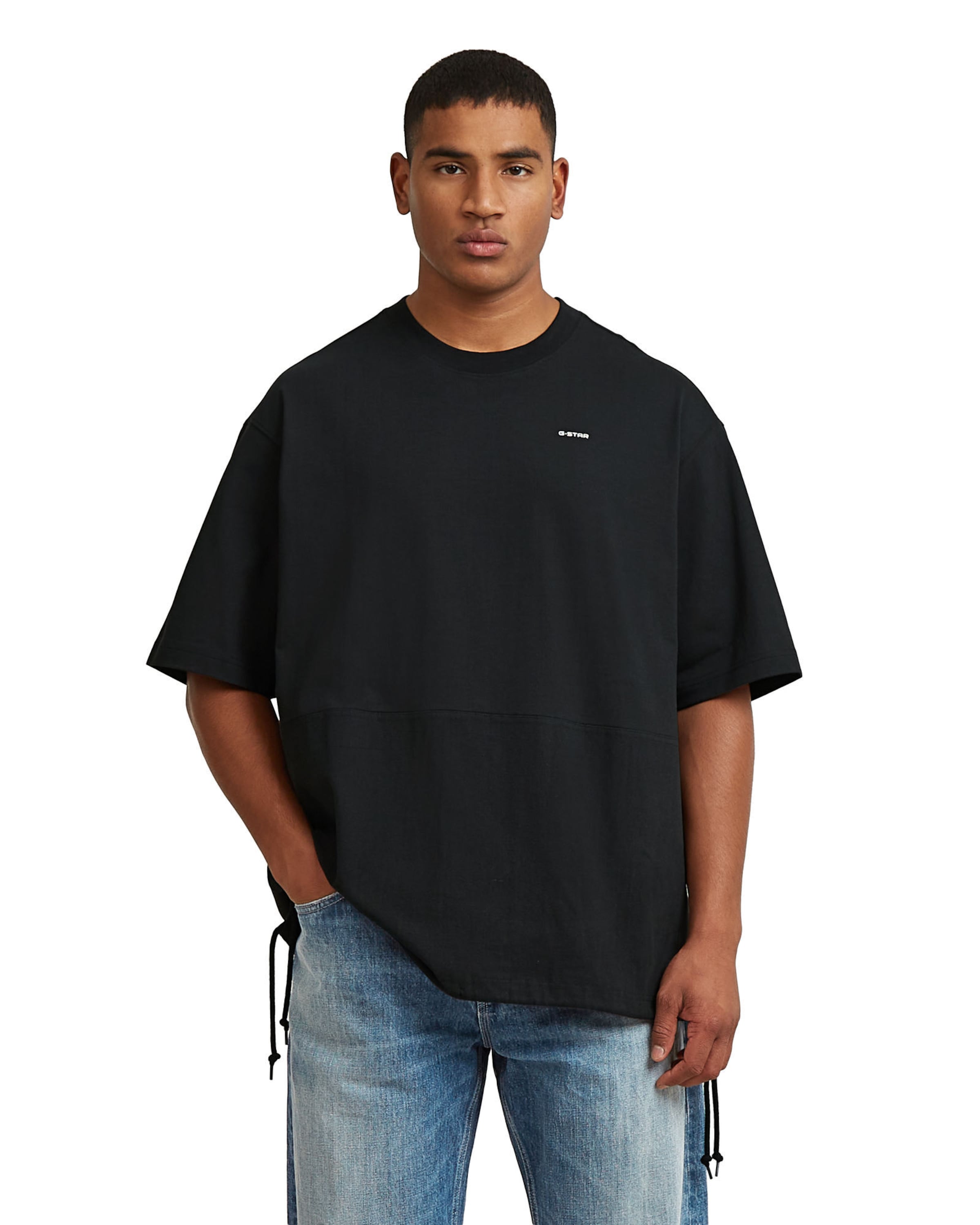 G-STAR T-Shirt 'Woven Mix Loose T-Shirt' in Schwarz: Vorderseite