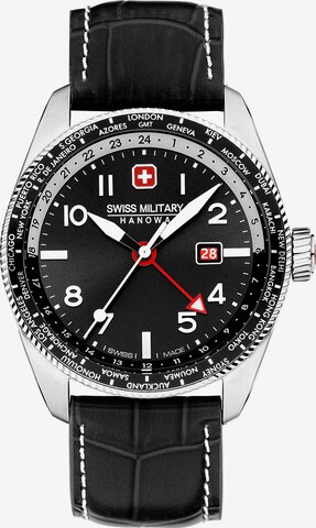 SWISS MILITARY HANOWA Analoog horloge 'HAWK EYE' in Zwart: voorkant