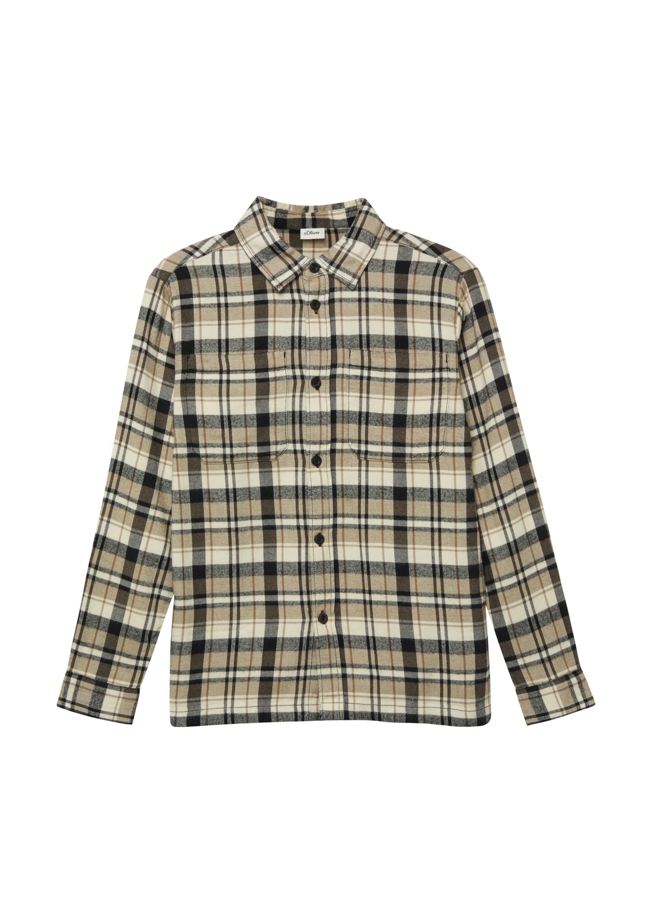 s.Oliver Regular fit Πουκάμισο σε μπεζ: μπροστά