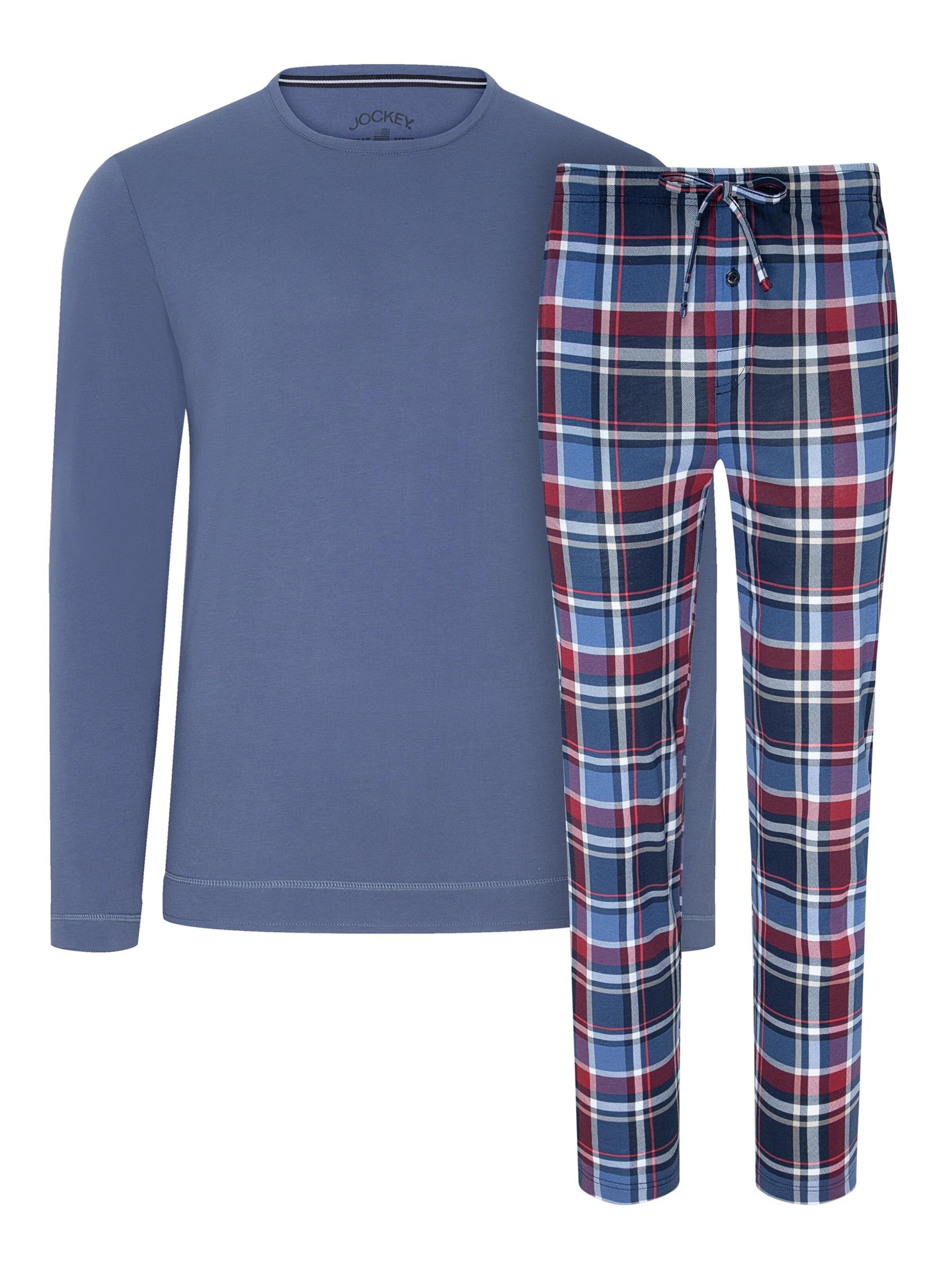 JOCKEY Pyjama lang 'Night and Day Long Pyjama' in L in blau / rot, Produktansicht