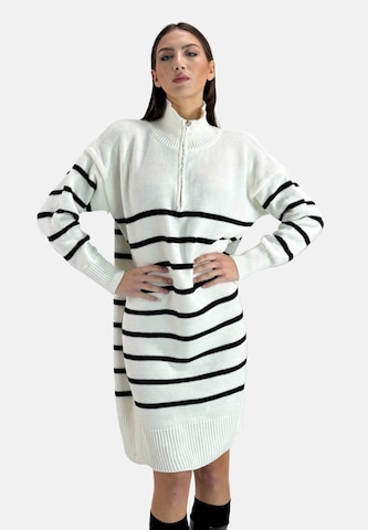 Abito in maglia di Elara in bianco: frontale