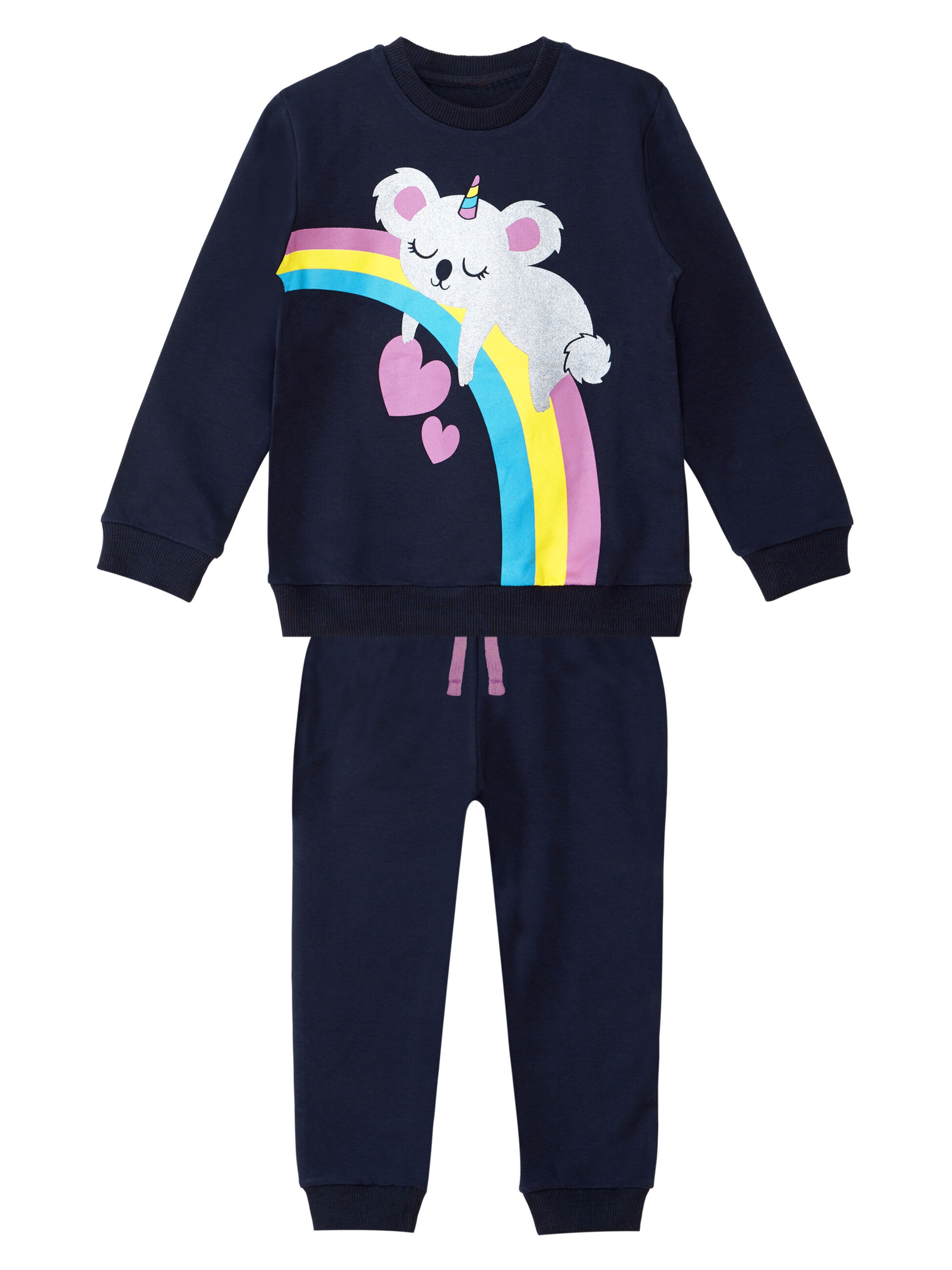 Denokids Tracksuit 'Glitter Koala' in Blue: front