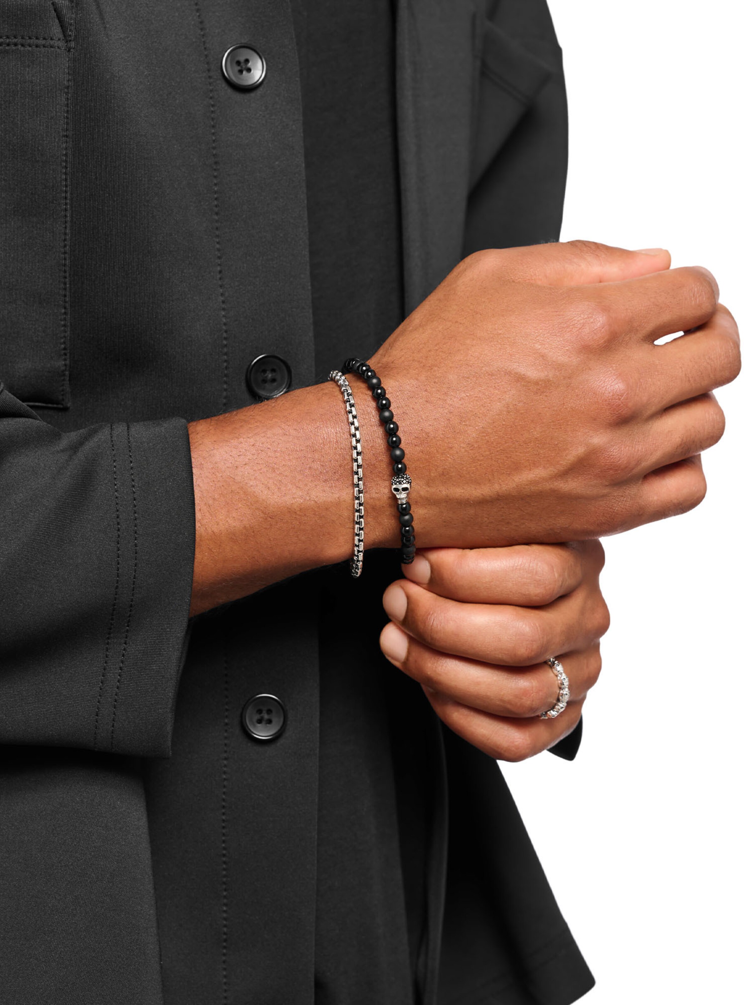 Thomas Sabo Bracelet 'Skull' in Black: front