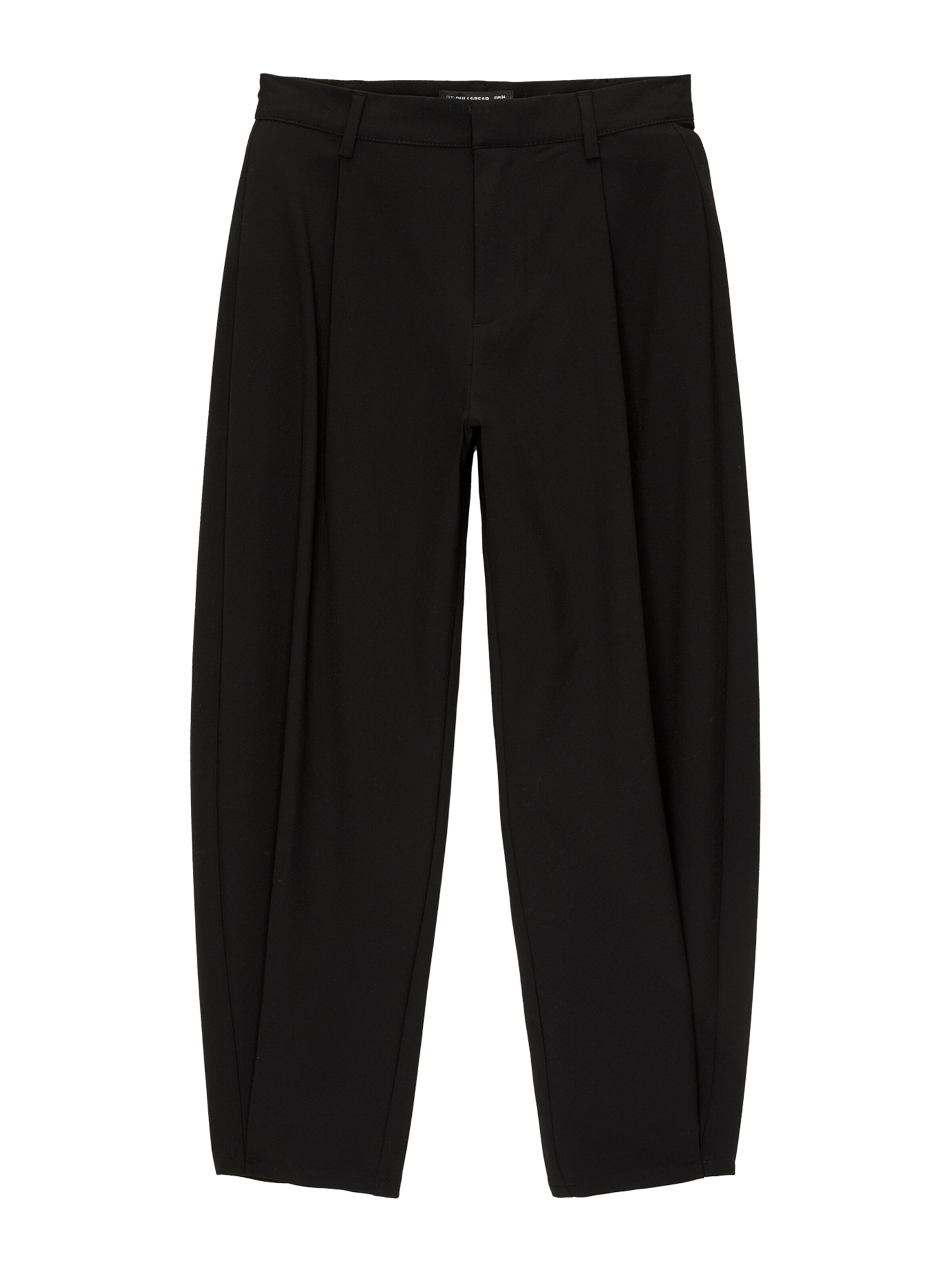 Pull&Bear Loose fit Pleat-front trousers in Black: front