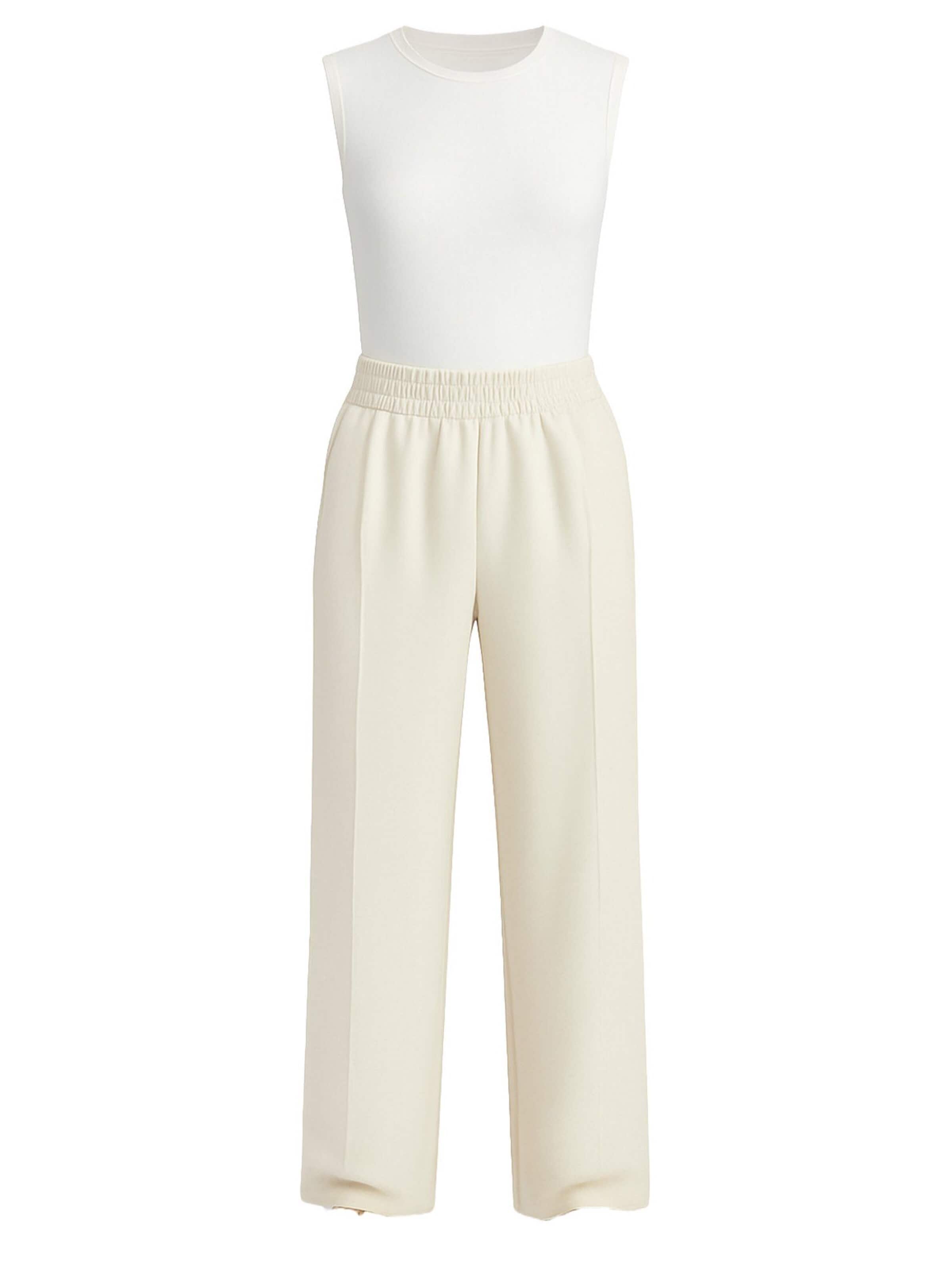 Touche Prive Loose fit Pleated Pants in Beige: front