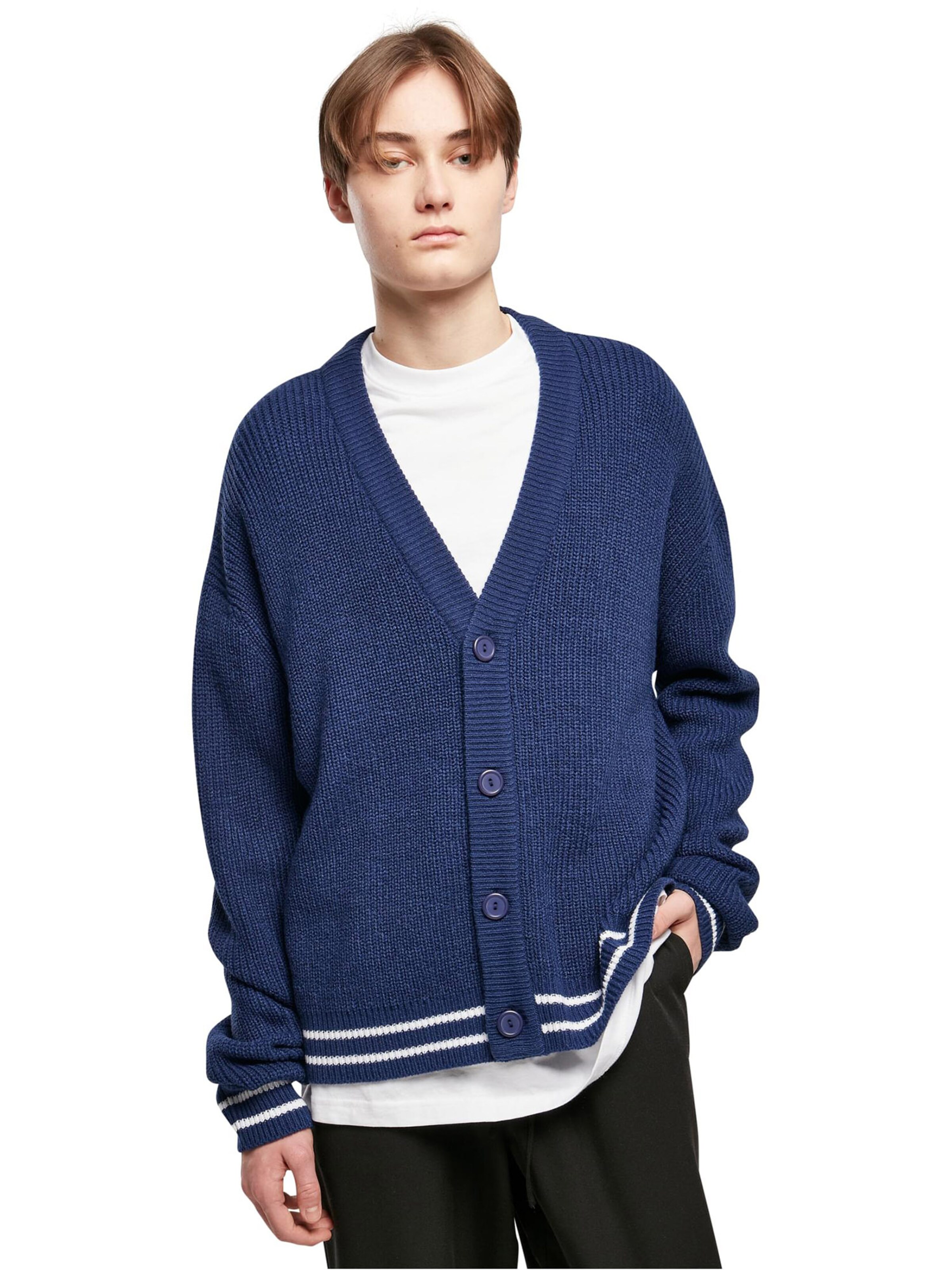 Urban Classics Knit cardigan in Blue: front