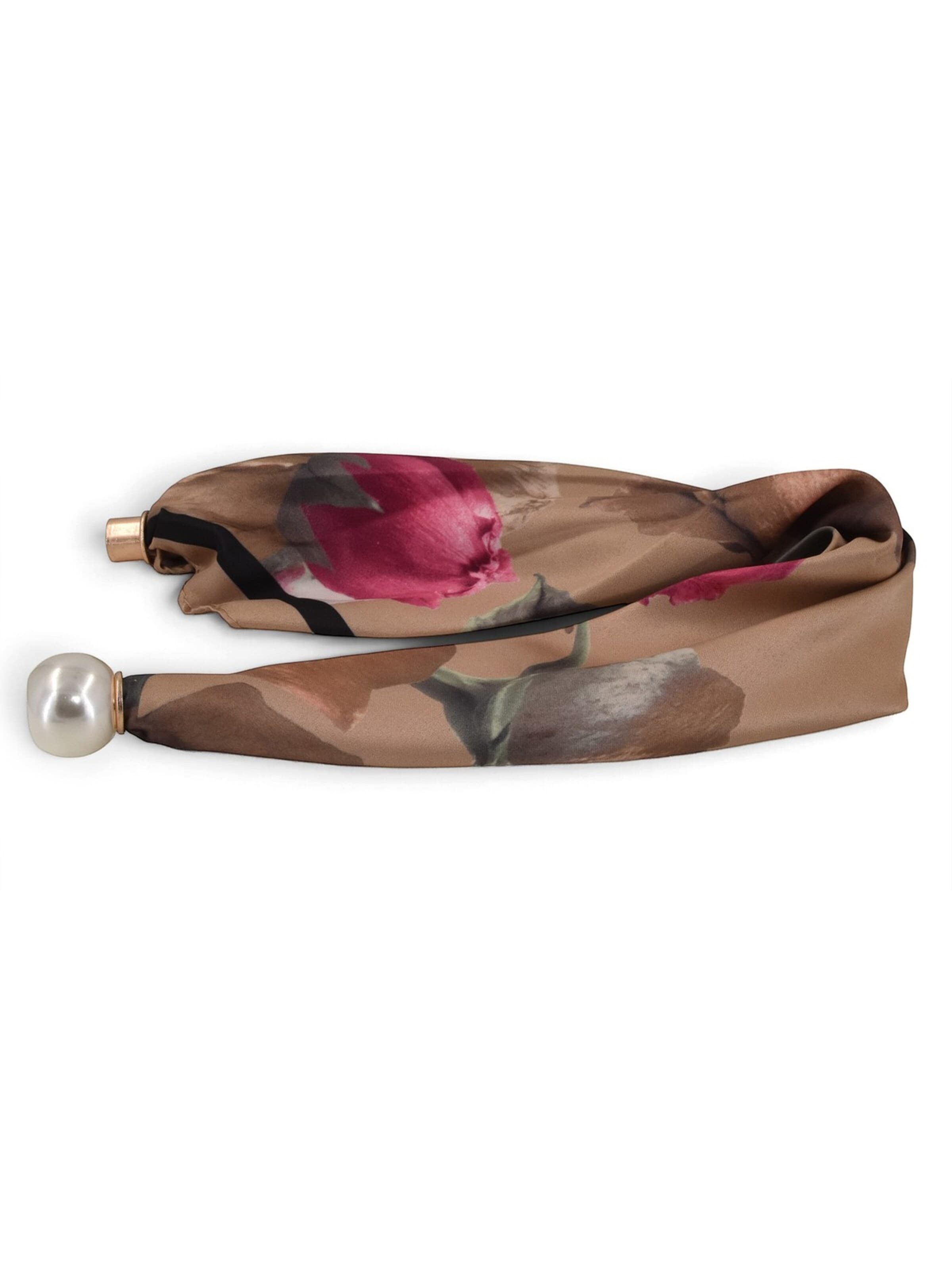 styleBREAKER Tuch 'Perlenhalstuch mit Magnetverschluss & Blumenmuster'‌‌‌‌‌‌‌ in Braun