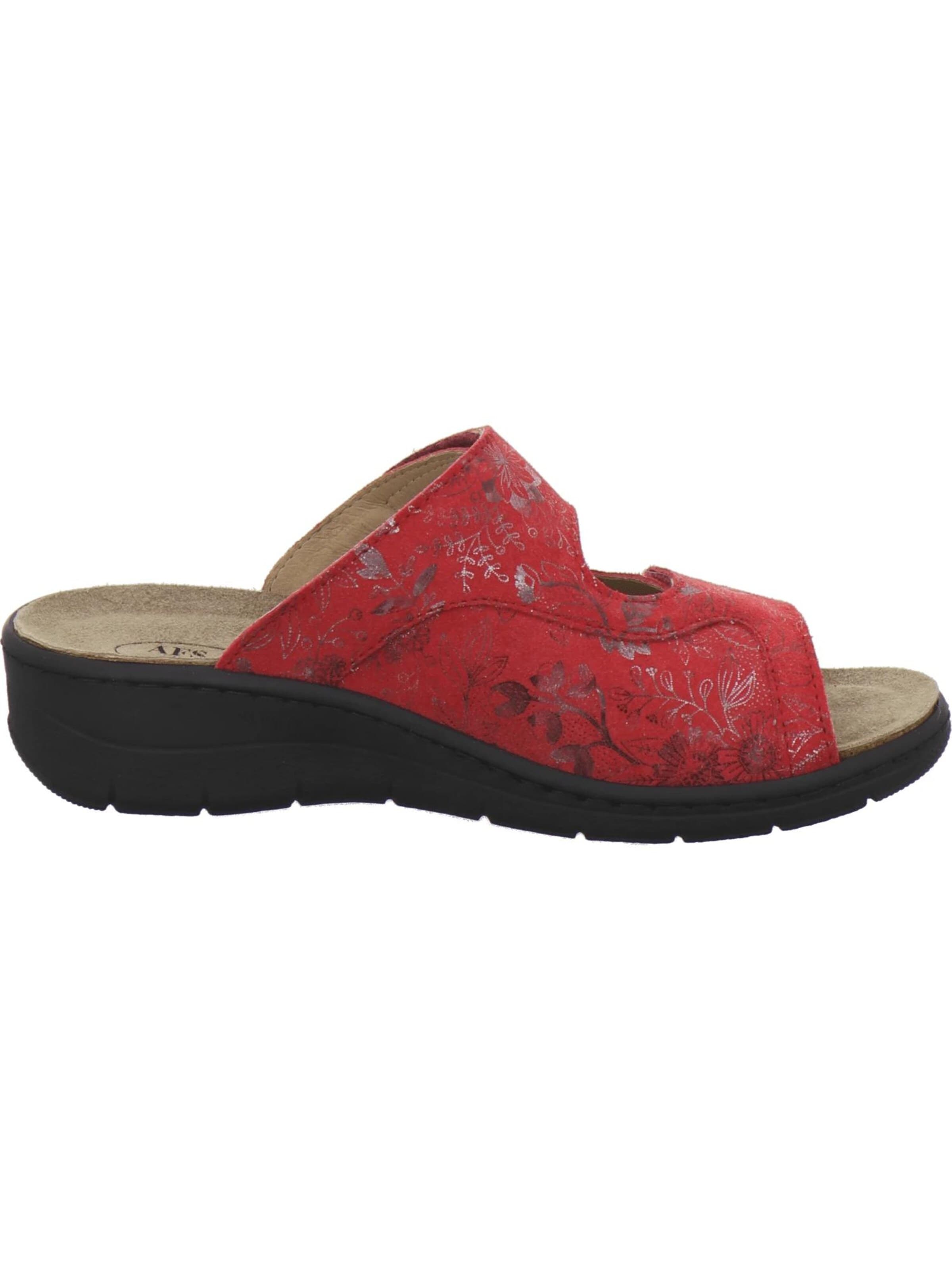Mule 'Hallux Pantoletten Damen Wechselfußbett rot' AFS-Schuhe en rouge