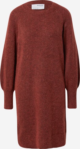 SELECTED - Vestido de punto 'LULU' en marrón: frente