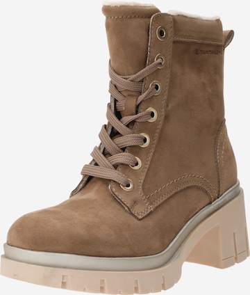 TOM TAILOR Lace-Up Ankle Boots in Beige: front