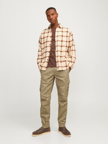 JACK & JONES Tapered Trousers 'JPSTKANE JJROUPE' in Beige