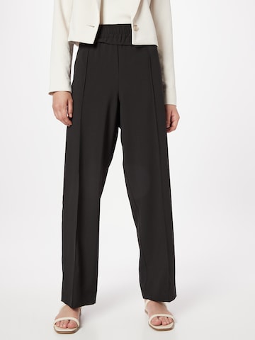 TOPSHOP Regular Trousers with creases in Black: front