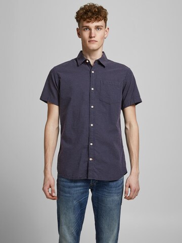 JACK & JONES Regular fit Button Up Shirt 'Abel' in Blue: front