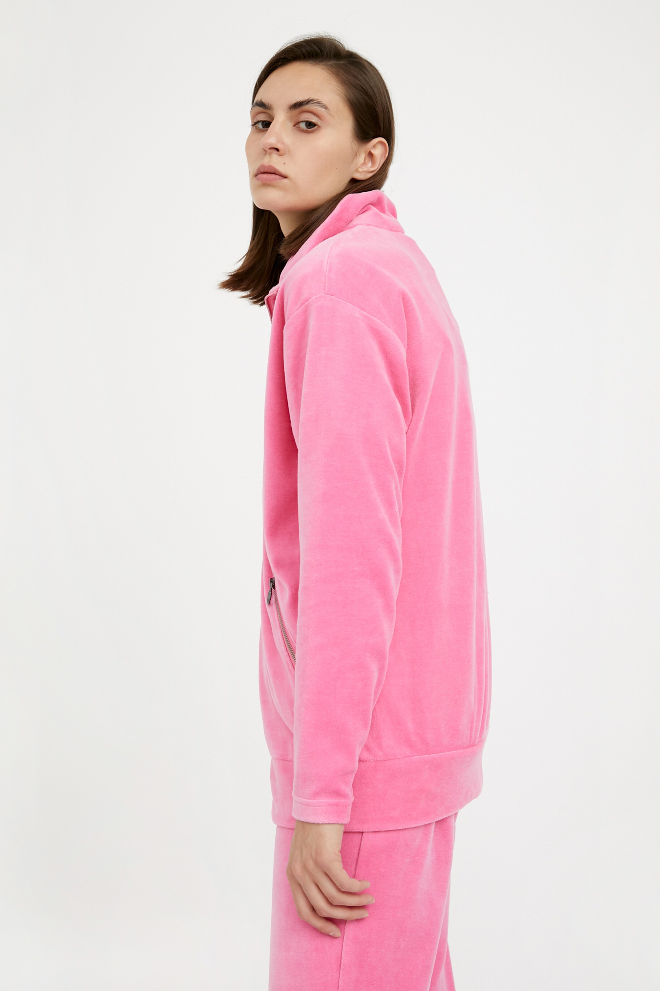 Frauen Sweat Finn Flare Sweatshirt-Jacke in Pink - RA77738