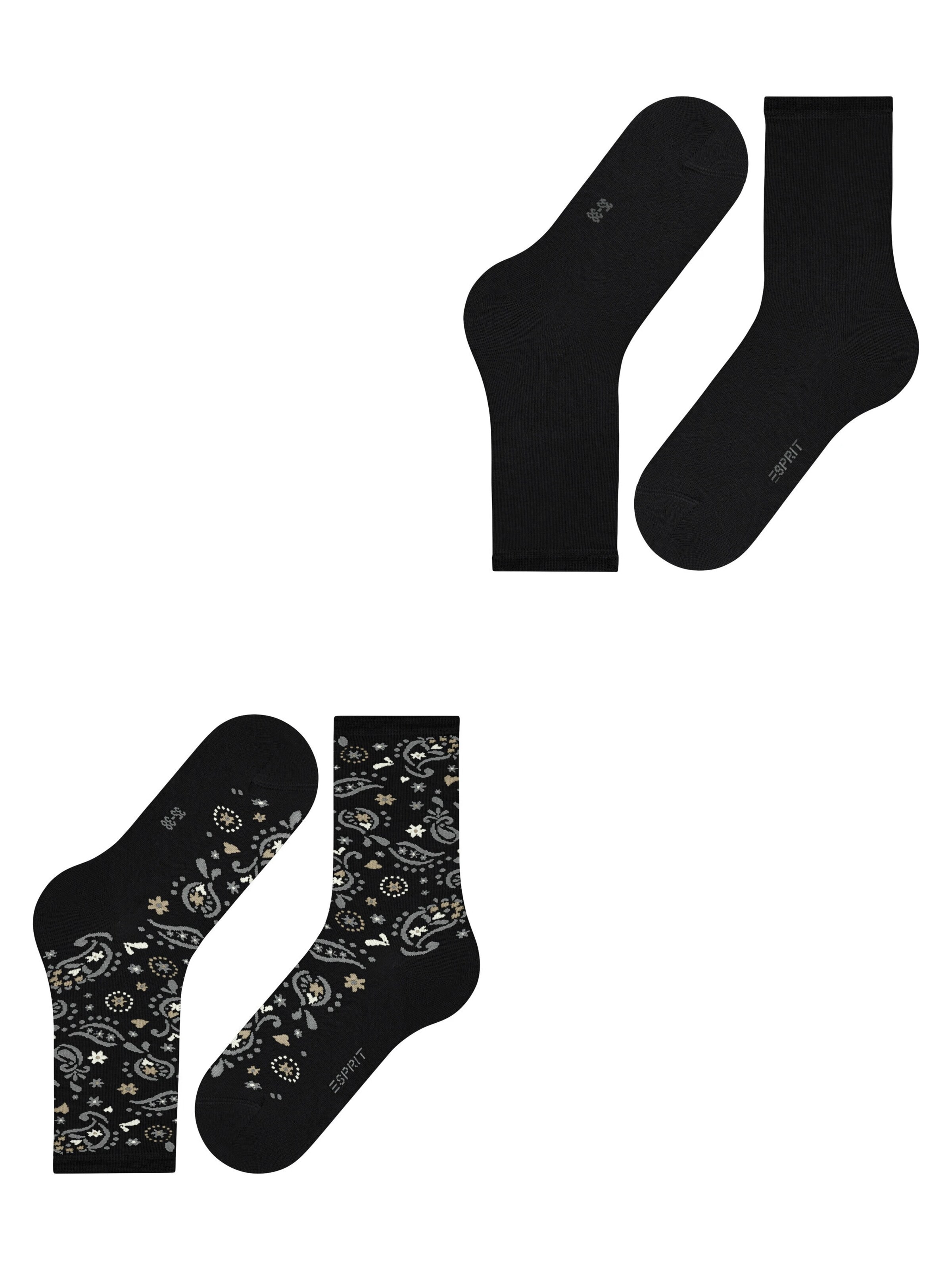 ESPRIT Socken 'Soft Paiyley 2-Pack'‌‌‌ in Schwarz