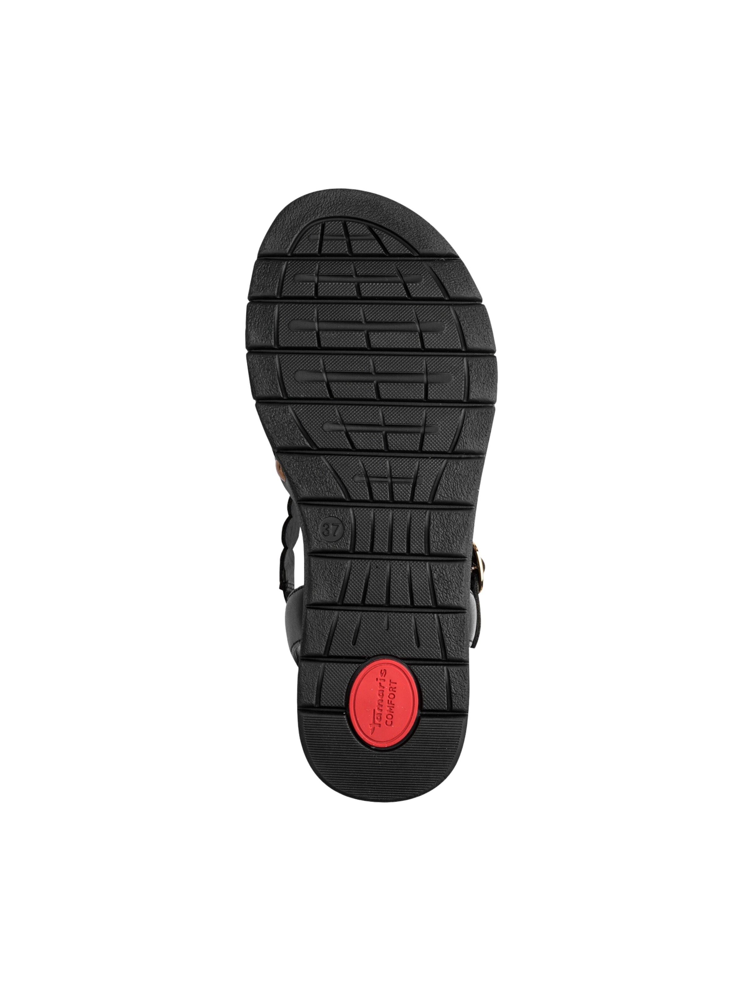 Sandales 'Bequeme Ledersandalen mit Keilabsatz' Tamaris en noir
