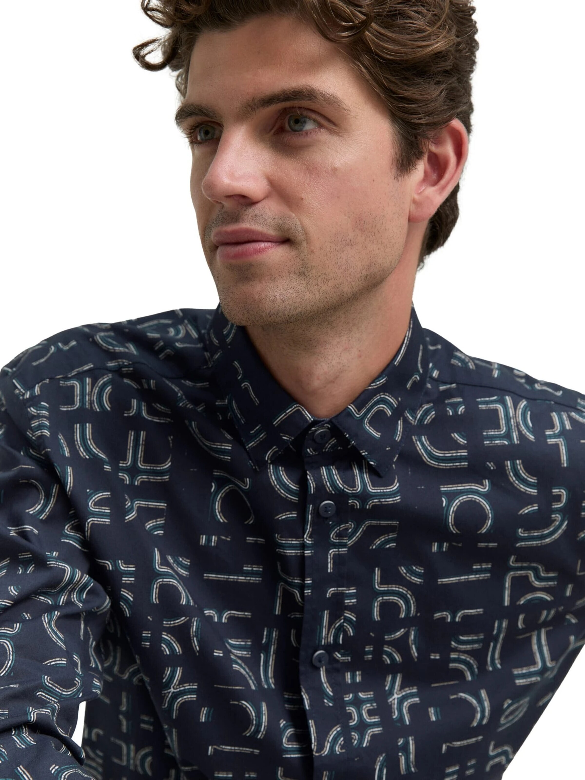 TOM TAILOR Comfort fit Button Up Shirt in Blue: front