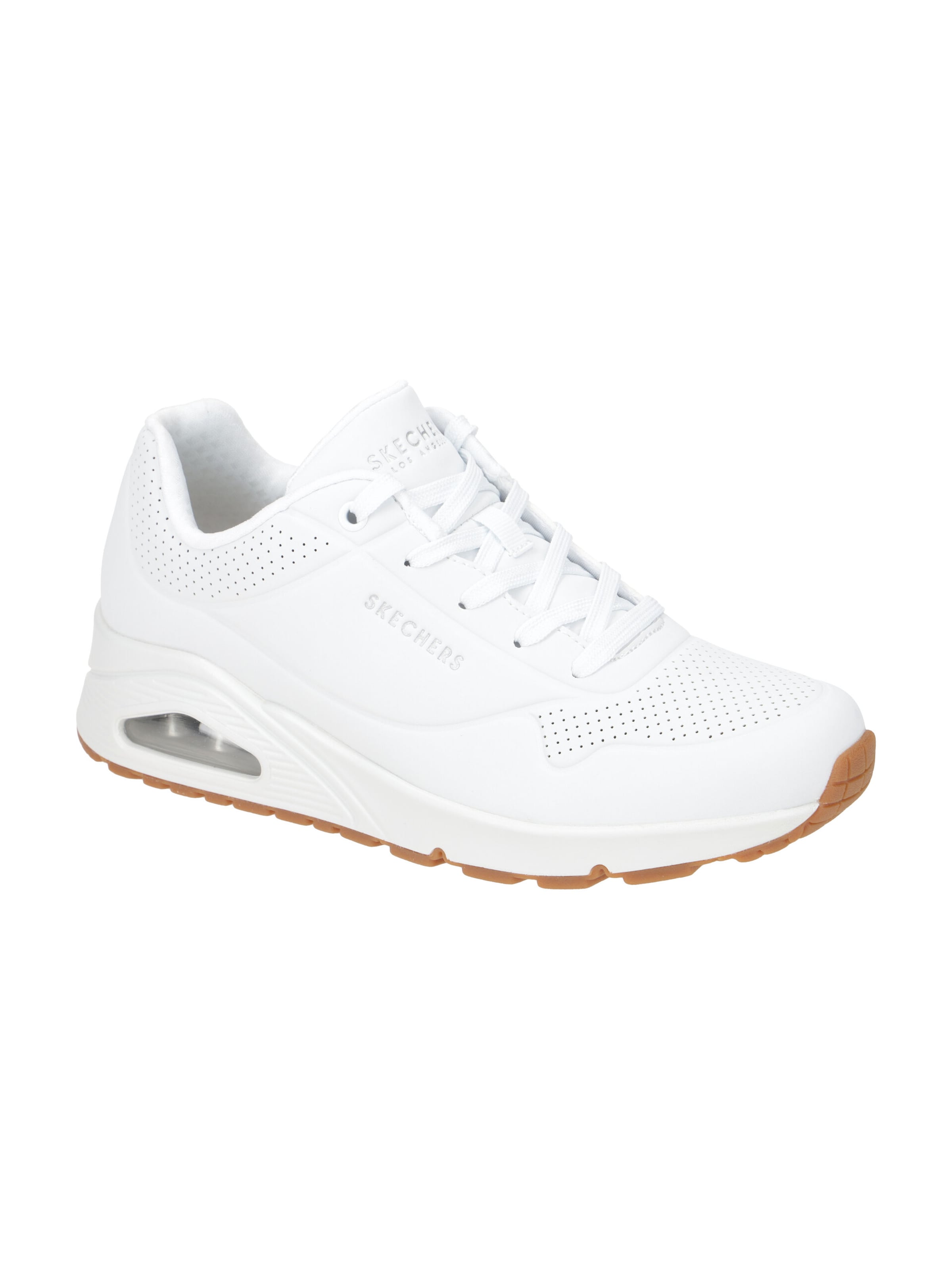 SKECHERS Lace-Up Shoes 'Skechers Uno Schuhe weiß braun Damen Sneakers 73690' in White: front