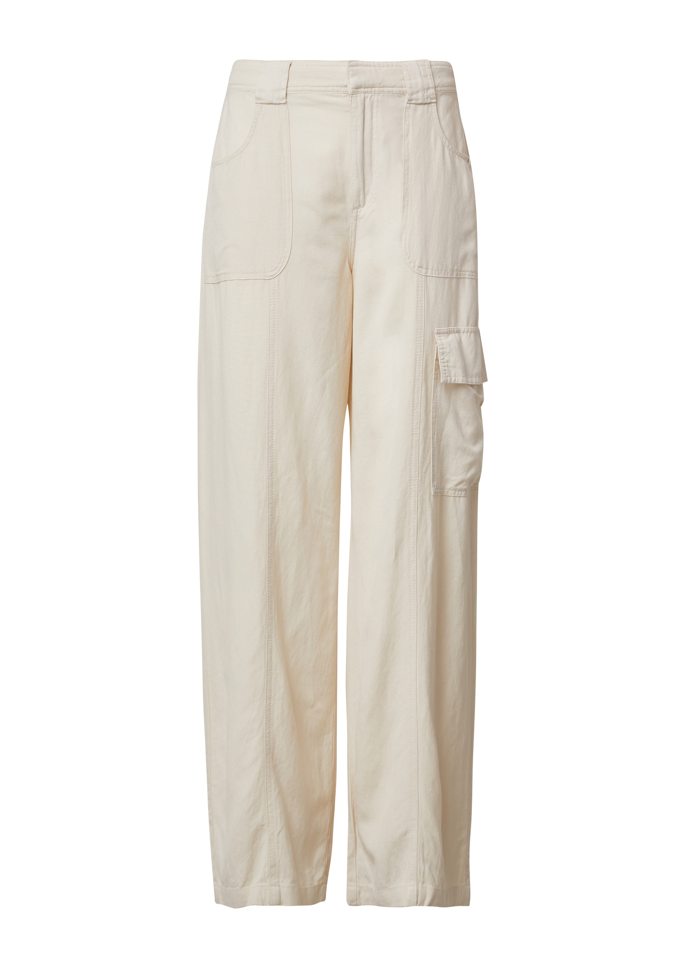 QS Wide leg Cargobroek in Beige: voorkant