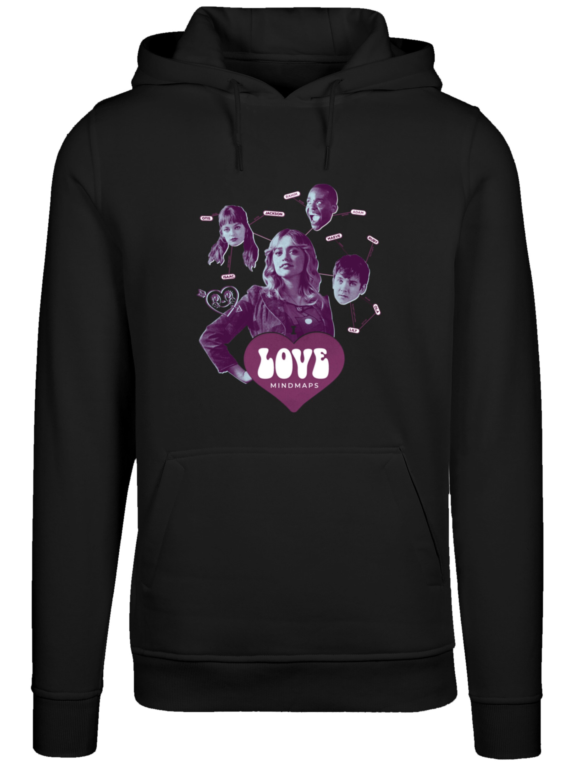 Sweat-shirt 'Sex Education Love Mindmaps Netflix TV Series' F4NT4STIC en noir : devant