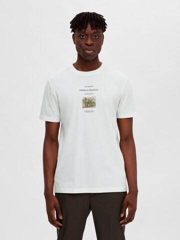 T-Shirt 'Boren' SELECTED HOMME en blanc : devant