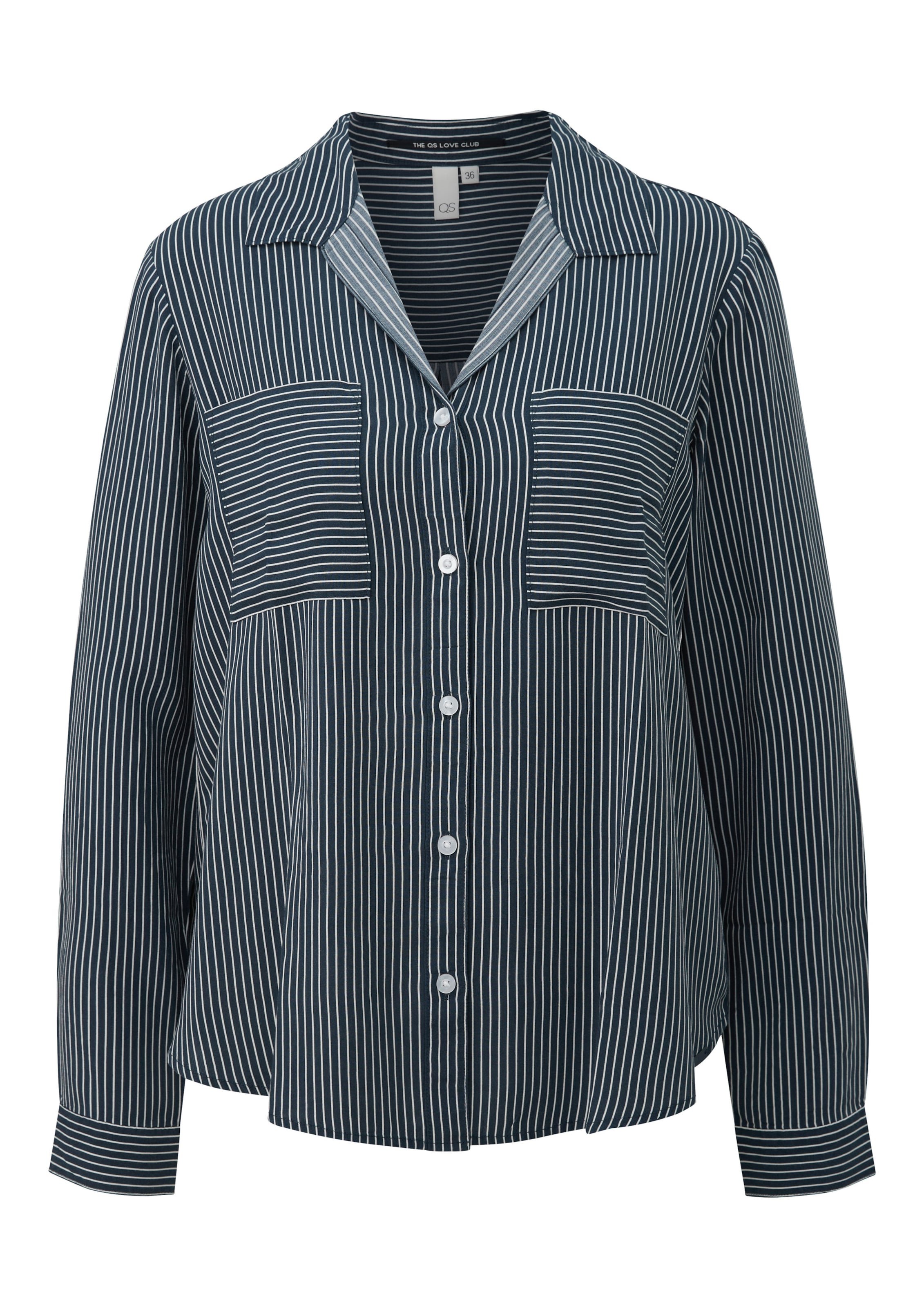 QS Bluse in navy / weiß, Produktansicht