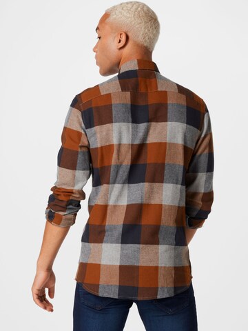 Only & Sons Slim fit Button Up Shirt 'ONSGudmund' in Brown