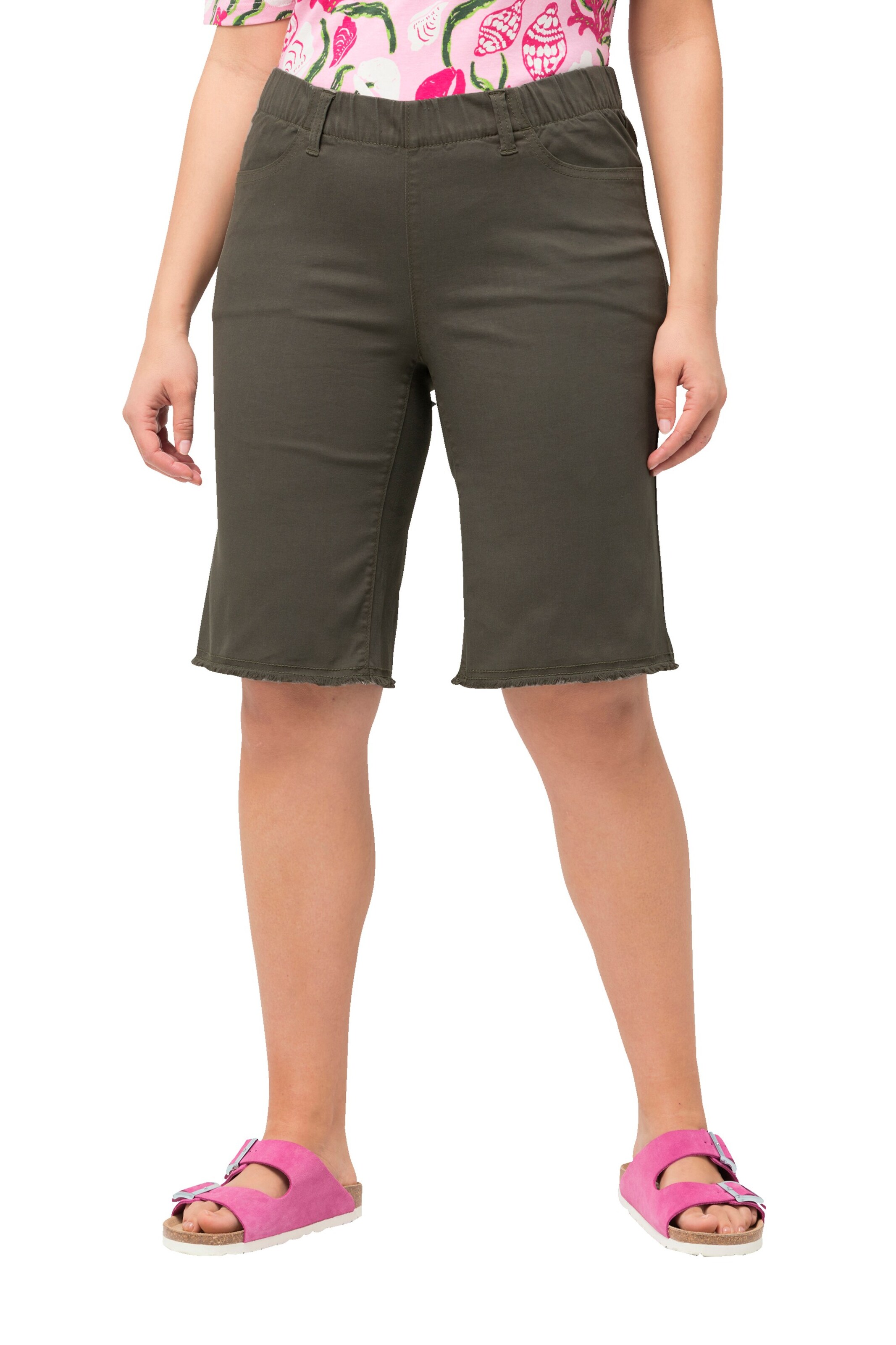 Ulla Popken Slimfit Broek in Groen: voorkant