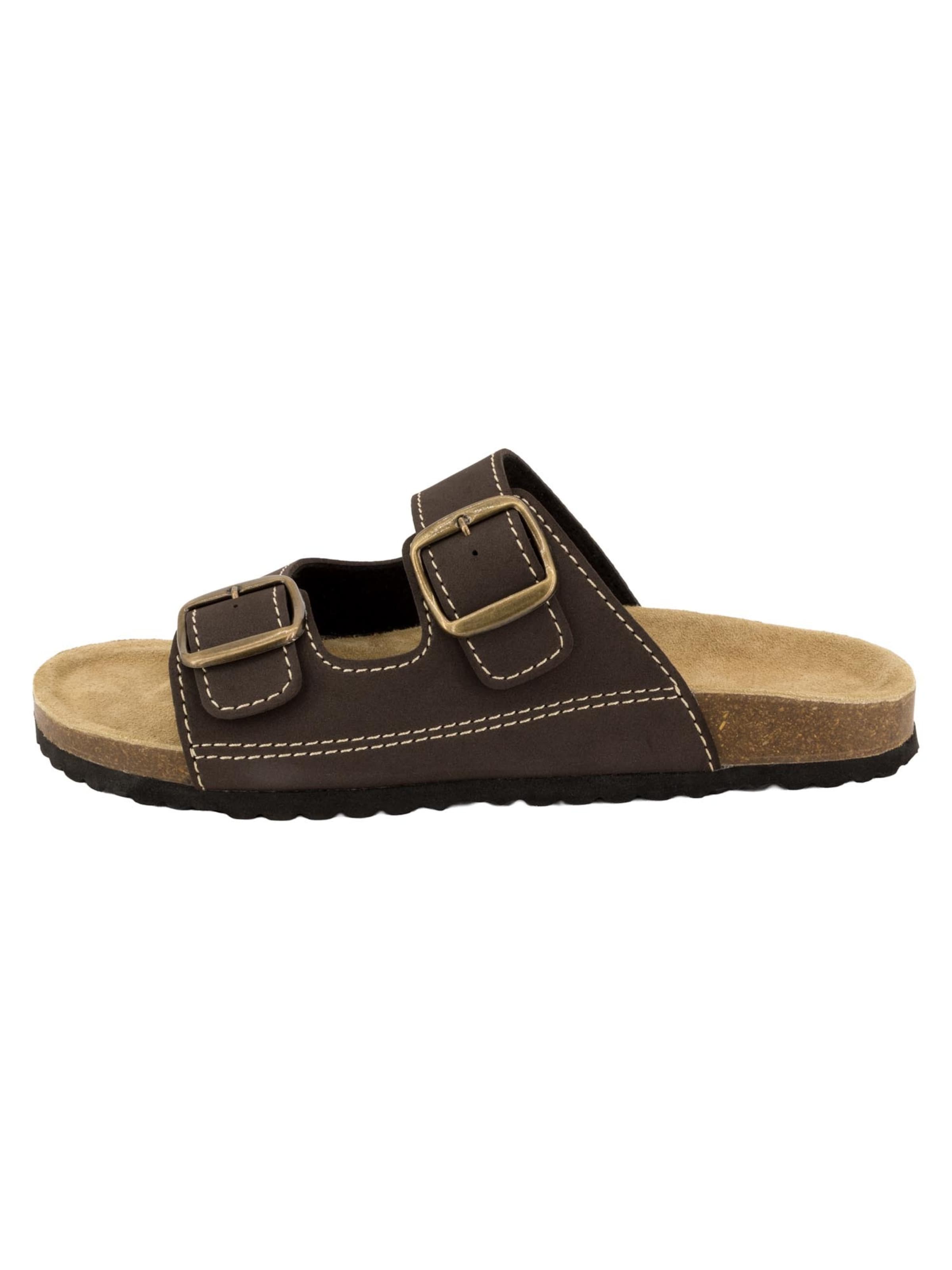 SUPERSOFT by Indigo Pantolette 'Classic' in Braun: Vorderseite