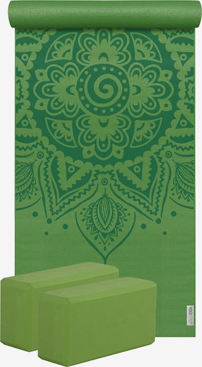 YOGISTAR.COM Yogamatte + 2 Yogablöcke  'Spiral Mandala' in grün, Produktansicht