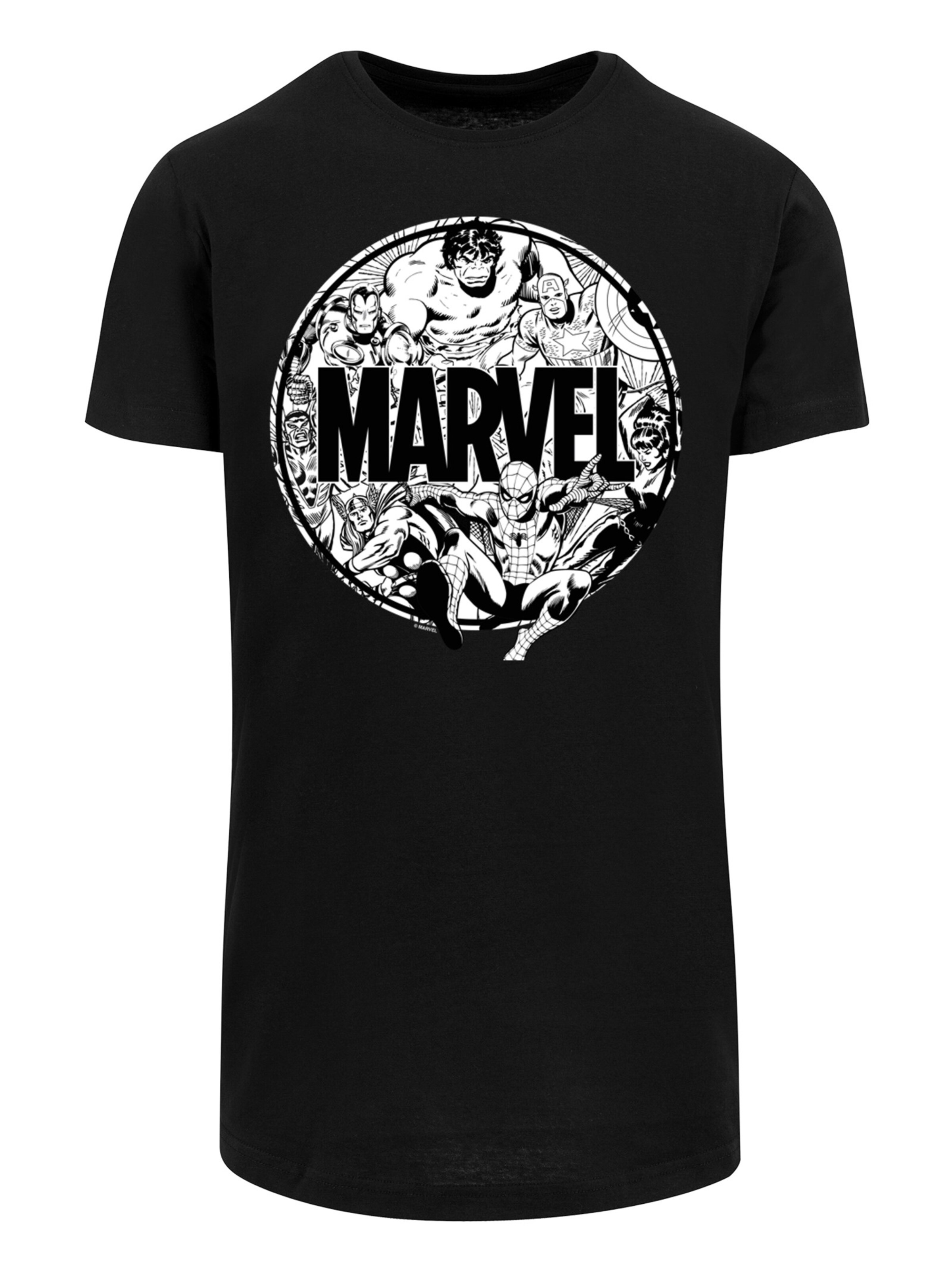 T-Shirt 'Marvel Comics Logo Character Infill' F4NT4STIC en noir : devant