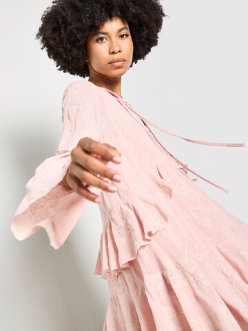 Apricot Floral Embroidered Mini Dress ' ' in Pink