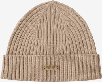 BELLEMERE NEW YORK Beanie 'Flach gerippte Strickmütze aus Merinowolle' in Beige: front