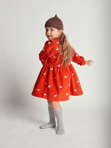 Maru + Bo Kjole 'PATTERNED CORDUROY DRESS WITH A COLLAR' i rød