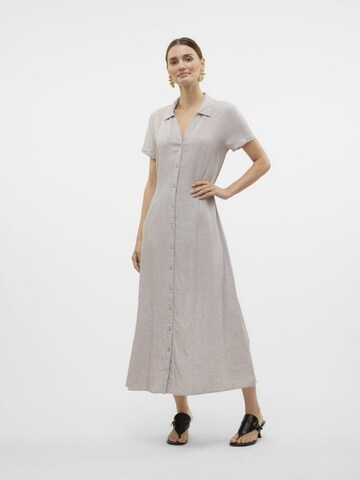 VERO MODA Jurk 'VERO MODA - VMLINN SS 7/8 VOLUME DRESS WVN - Dames - Maxi jurken' in Grijs