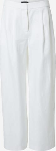balta ARMANI EXCHANGE Plačios klešnės Klostuotos kelnės: priekis