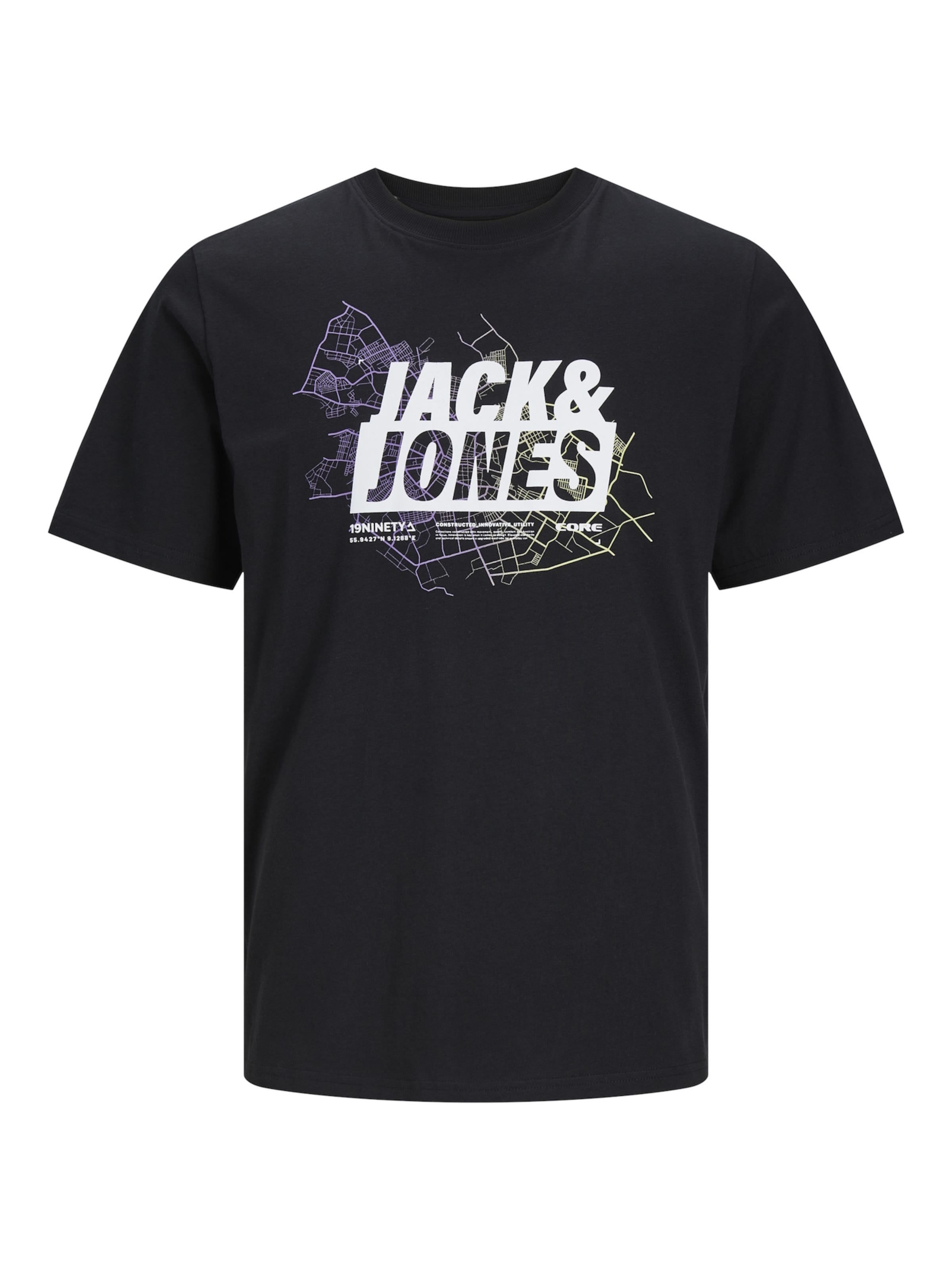 JACK & JONES Shirt 'Map' in Black: front