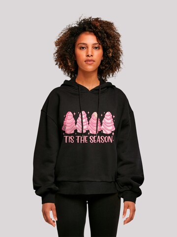 F4NT4STIC Sweatshirt 'Pink CHristmas Cake Tis The Season' in Zwart: voorkant