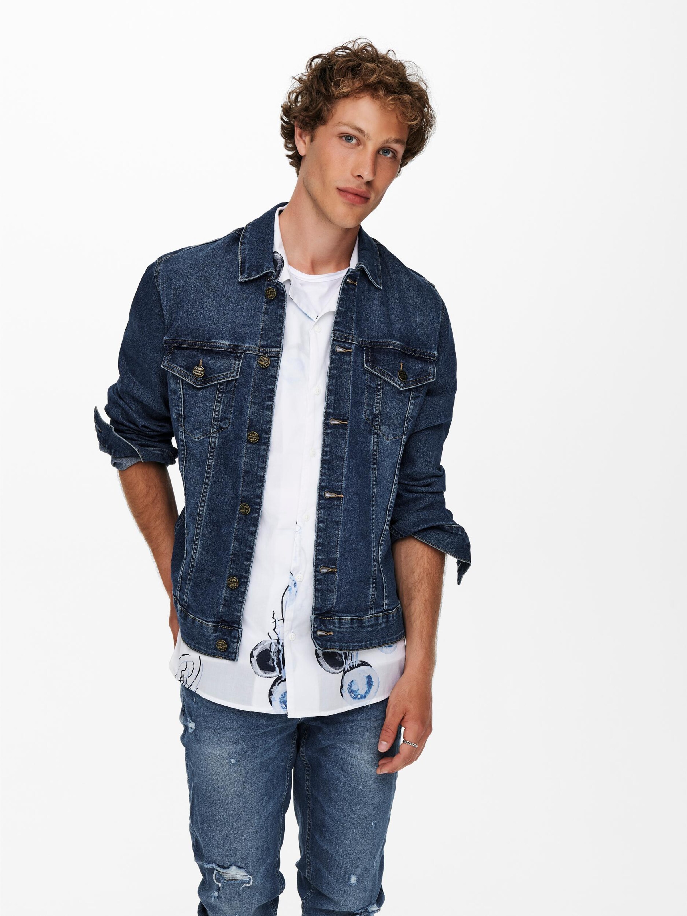 Männer Jacken Only & Sons Jacke 'Come' in Blau - WT34085 Männer Jacken Only & Sons Jacke 'Come' in Blau - WT34085