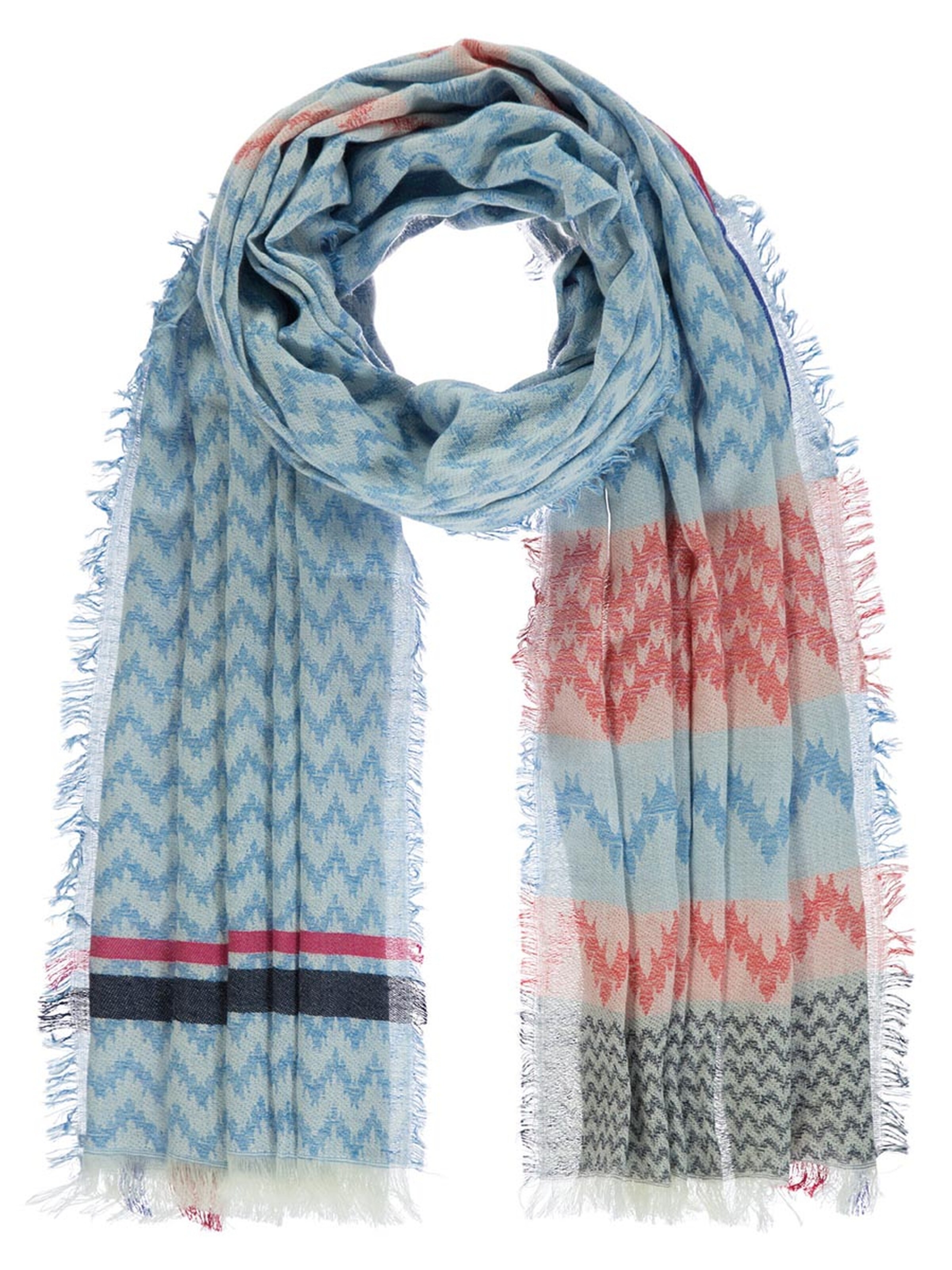 Passigatti Schal 'Schal Jaquard mit Zick-Zack Muster'‌‌‌‌ in Blau: Vorderseite