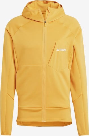 ADIDAS TERREX Athletic Fleece Jacket 'Xperior' in Yellow: front
