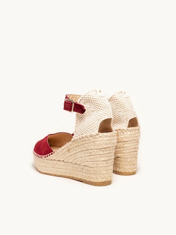 Sandalo 'Alpargata Cuña 8 cm' di Alhamas in rosso