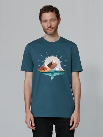 Watapparel T-Shirt 'Sunrise & Lake' in Blau: Vorderseite