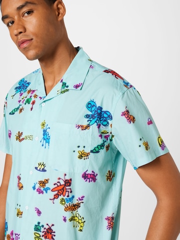 Obey Regular fit Button Up Shirt 'Doodles' in Blue