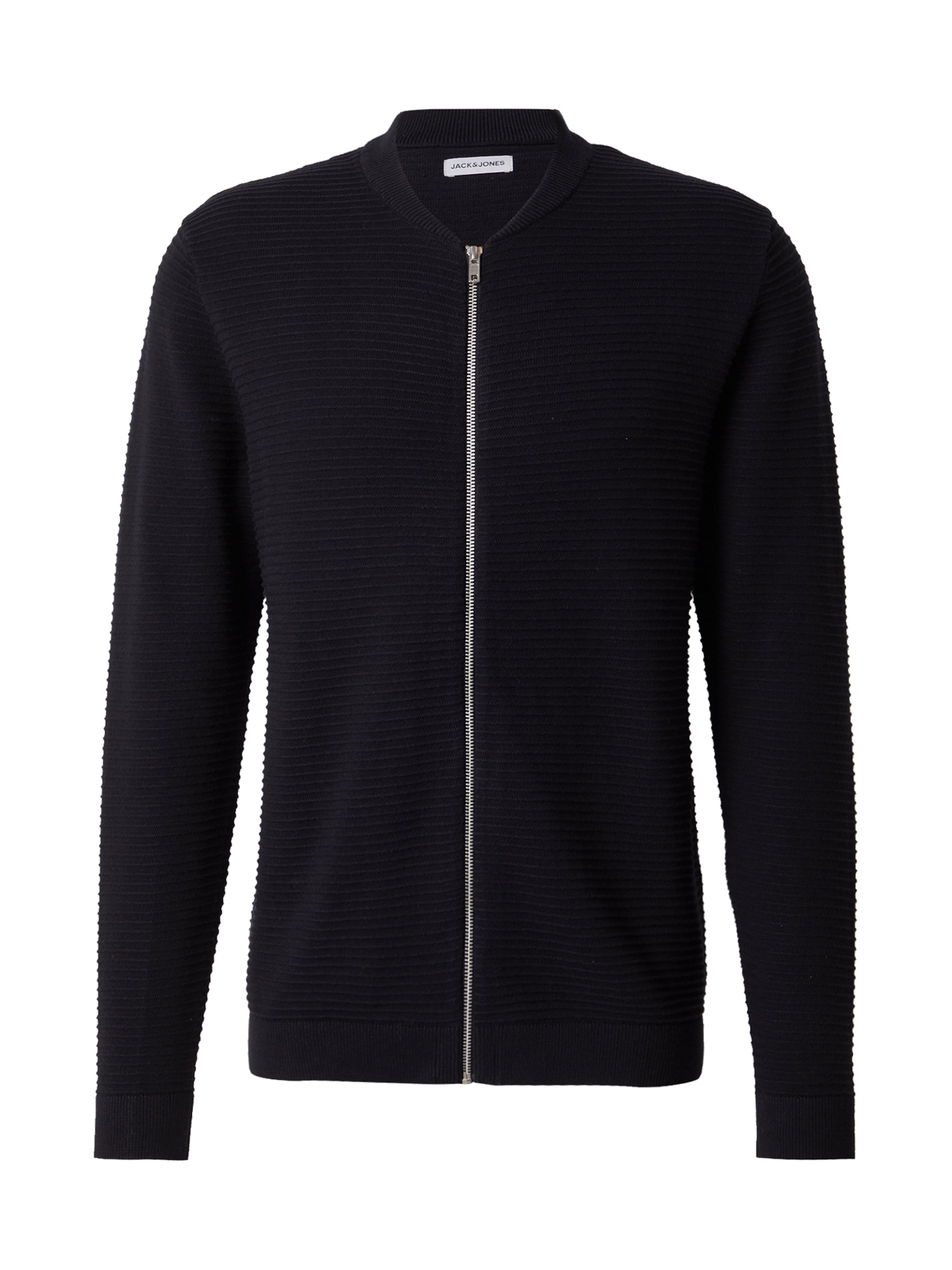 JACK & JONES Knit Cardigan 'JJOTTO' in Black: front