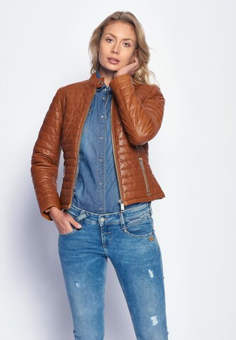 Maze Lederjacke mit Raffungen 'Sota' in Cognac | ABOUT YOU