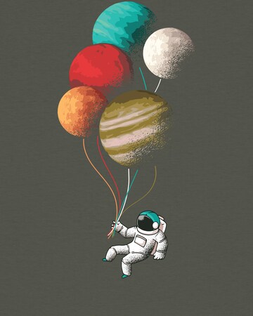 Maglietta 'Balloon Spaceman' di Watapparel in verde