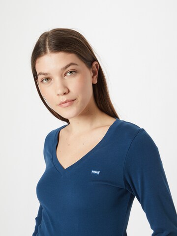 LEVI'S ® - Camisa 'Long Sleeve V-Neck Baby Tee' em azul