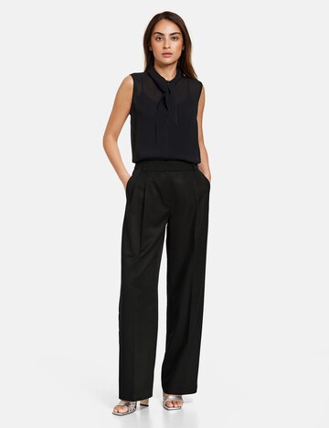 TAIFUN Wide leg Pleat-Front Pants in Black